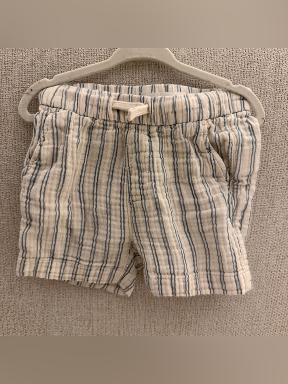 Zara Cream Shorts with Navy Stripes